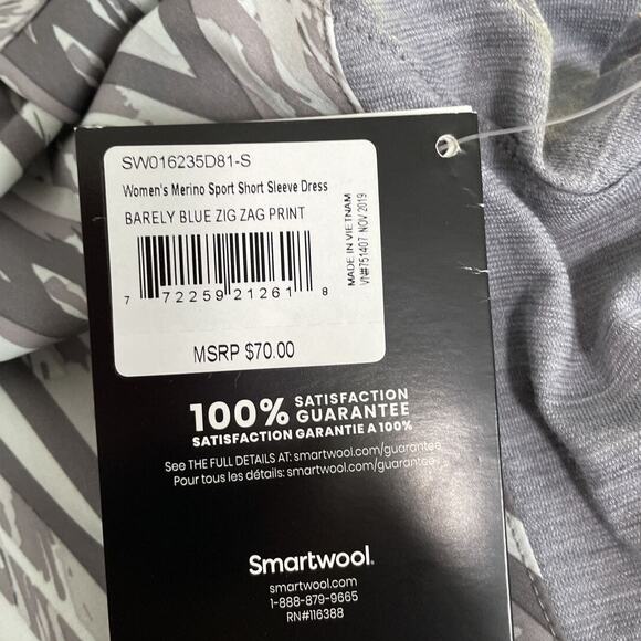 NWT Smartwool‎ Merino Wool Sport Short Sleeve Dress Womens Small Gray Zig Zag - Picture 4 of 13